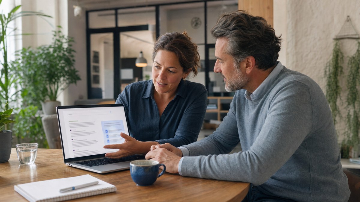 Ondernemer bespreekt met een adviseur hoe SEO verandert door AI