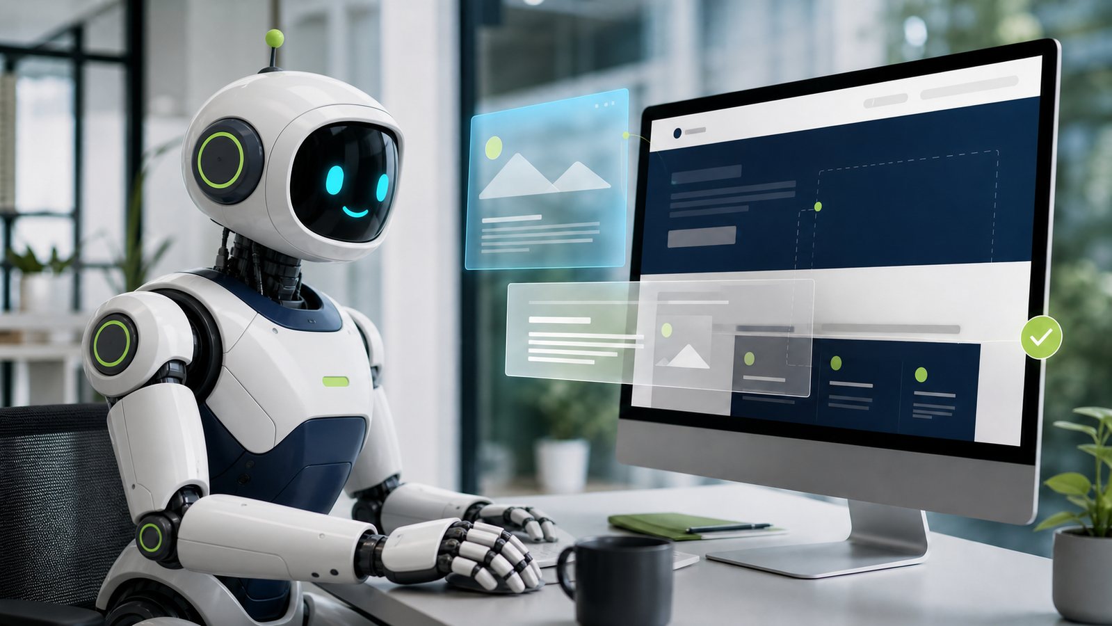 Robot beheert met AI een website op een computer